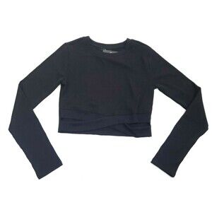 Forever 21 Crop Knit Long Sleeve Black Crossover Size M